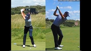 Justin Thomas golf swing  Long Iron faceon amp downtheline July 2017 [upl. by Arella238]