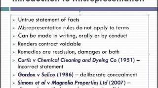 Misrepresentation Lecture 1 of 4 [upl. by Nevarc]